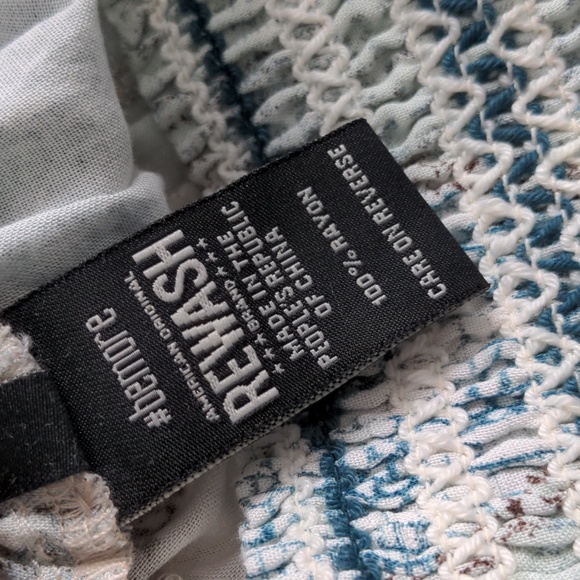 REWASH | Bohemian Pull On Shorts with Pockets, White & Blue, Womens M - Picture 9 of 10